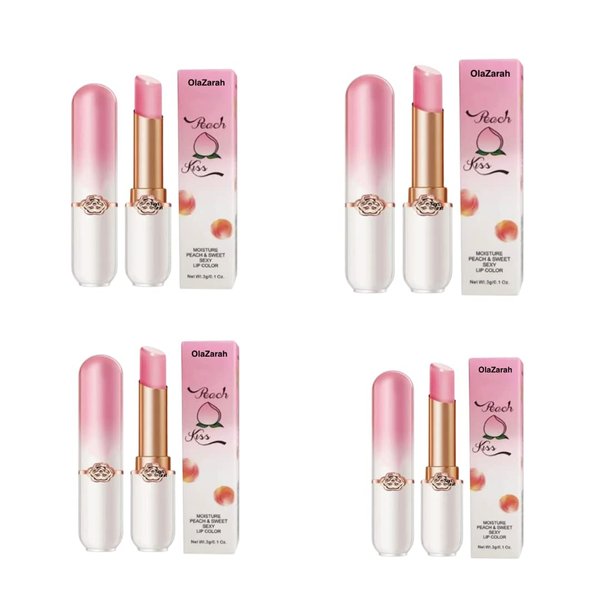 OLAZARAH Moisture-Infused Peach Lip Gloss/Balm: Pink Tint for Sweet, Sexy Lips & Hydrating and Waterproof Formula for Long-Lasting Sweetness, 2 oz (Lots of 4)