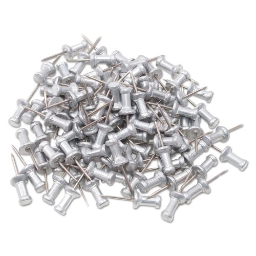 GEM CPAL4 Aluminum Head Push Pins, Aluminum, Silver, 1/2", 100/Box
