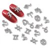 XEAOHESY 24 Pieces Silver Alloy Zodiac Nail Charms 12pcs Zodiac Signs Nail Studs 12pcs Constellation Words Charms Twelve Constellation Nail Charms for Women Girls Nail Art Decoration