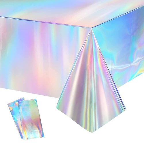 GREATRIL Iridescent Party Table Cloths Disposable Tablecloth for Mermaid/Under Sea/Frozen Theme B...