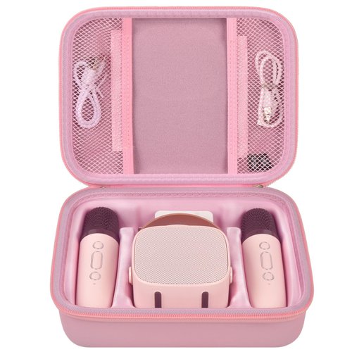 Kids Mini Karaoke Machine Microphone Case for YLL/for VERKB/for MEGUO/for UMEIJA/for Darkant/for Kingci/for Snowall 2 Wireless Microphones, Toys Bag Organizer for Girls Toddler(Box Only)-Pink (Pink)