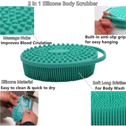 Higoney 2Pack Silicone Body Scrubber - Multifunctional Body Bath Back Brush, Back Scrubber Shower Scrubber for Body Deep Cleaning and Exfoliation, Soft Silicone Loofah Suitable for All Skin Types