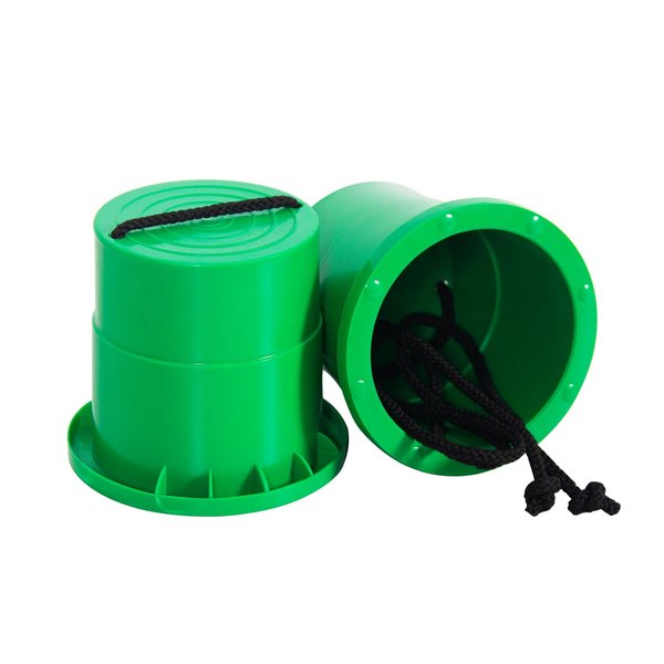 GISCO Balancing Bucket Stilts 1 Pair Thickened Plastic Walking Stilts Balance Bucket Stilts Toy with Adjustable Rope Gifts for Balance Coordination Party Game Birthday (Green)