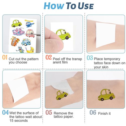 30 Sheets Temporary Tattoos Kit for Kids, 300Pcs Fake Cute Tattoo Stickers Waterproof, Birthday Party Favor (Dinosaurs ＆ Space ＆ Vehicle)