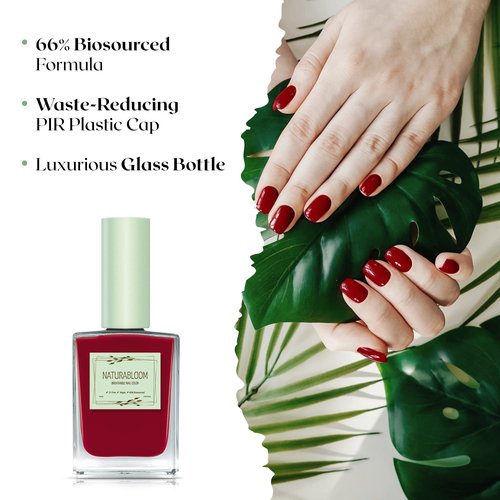 NATURABLOOM Breathable Premium Long Lasting Nail Polish (Ruby Red) - Vegan & Toxin-Free