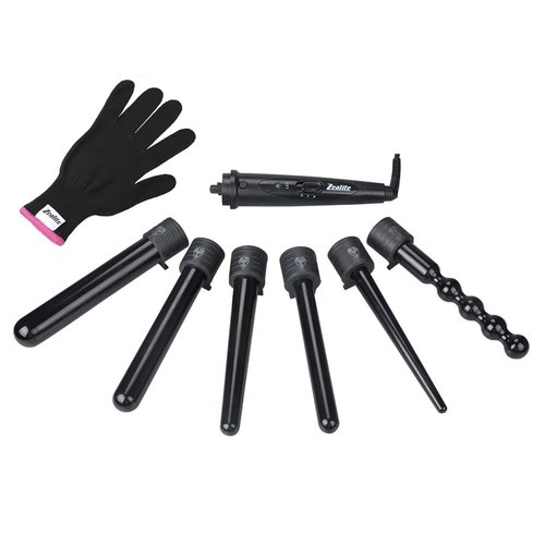 Curling Wand Set, Zealite Curling Iron Set Interchangeable Ceramic Barrels and Free Heat Resistant Glove (Irregular 6 in 1)