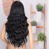 XIXIBI Black Wigs for Women, Long Wavy Wigs Middle Part Curly Wavy Wig Natural Looking Synthetic Heat Resistant Fiber Wig for Daily Party Use 26 Inch