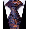 YourTies Orange and Blue Paisley Ties for Men Jacquard Woven Silk Necktie 3.15'' Formal Business Neckties