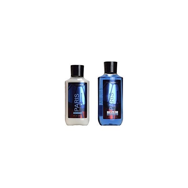 Bath & Body Works PARIS FOR MEN 2-in-1 Hair & Body Wash and Body Lotion Set
