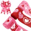 AnyDesign 3 Roll Valentine's Day Wired Edge Ribbon Love Heart Wired Ribbon Red Pink Fabric Craft Ribbon for Gift Wrapping Floral Arrangement Wreath Bow DIY Crafts Decor, 18 Yards, 2.5 Inch