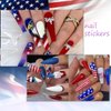 6 Sheets 4th of July Nail Art Stickers American Flag Independence Day Nail Stickers Star National Flag Nail Decals Red Blue 3D Self Adhesive Designs for Women and Girls Decorations