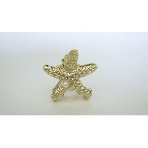 Generic Small gold metal and pearl starfish hair claw clip bridal clip