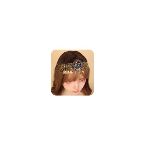 BERYUAN Boho Coins Pendant Headchain Indian Vintage Coins Headband Forehead Chains for Women Prom Party Hair Accessories(gold)