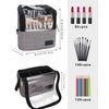 Makeup Brush Case Makeup Brush Holder Travel Makeup Bag for Women Stand-up Brush Cosmetic Bags Professional Makeup Artist Storage Organizer with Shoulder Starp and Adjustable Dividers