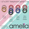 Amelia Beauty 1.5in Spiral Hair Ties - Pack of 8 Small Shinny Elastic Hair Telephone Cord Coils, Strong Hold, Gentle on Hair, Silver, Gold