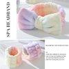 Gangel Bow headbands and Wrist Bands Set Washing Face Headband Bowknot Spa Hairband Tie Dye Makeup Headband Microfiber Fuzzy Hairbands Coral Fleece Skin Care Head Scarf for Women and Girls