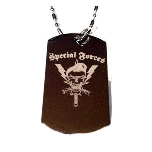 Military Armed Force Special Forces Skull Logo Symbols - Military Dog Tag Luggage Tag Key Chain Keychain Metal Chain Necklace