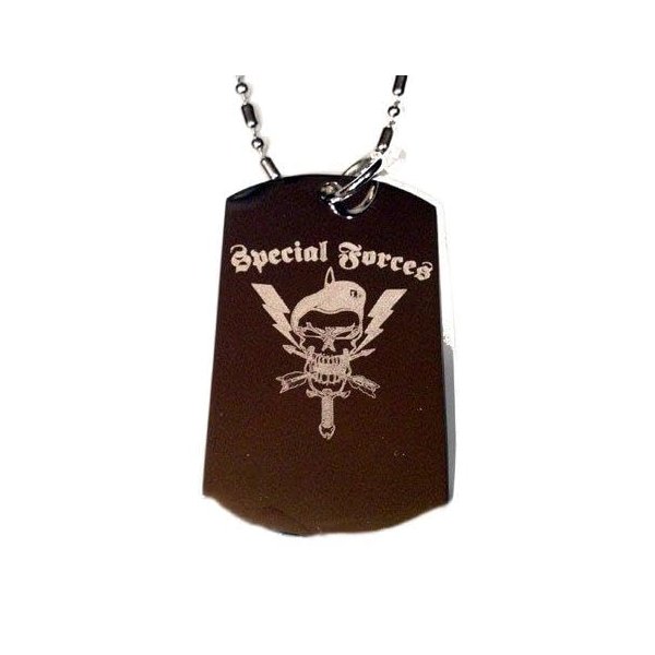 Military Armed Force Special Forces Skull Logo Symbols - Military Dog Tag Luggage Tag Key Chain Keychain Metal Chain Necklace