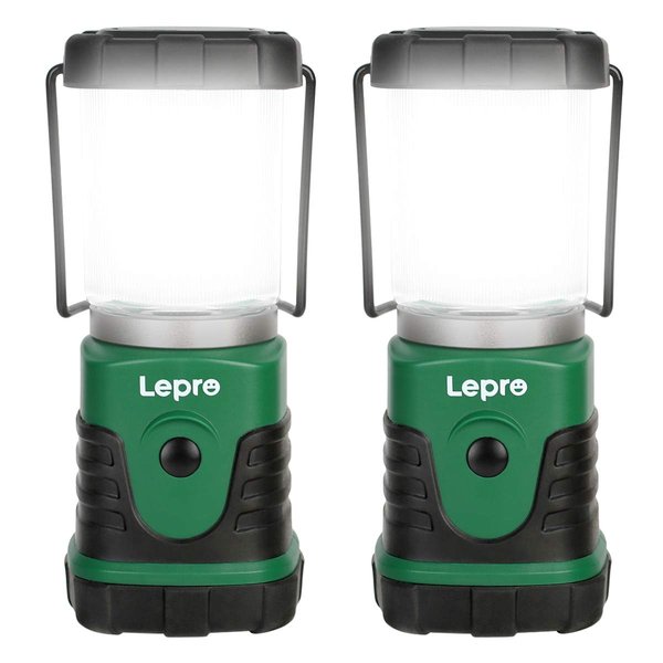 Lepro LED Camping Lantern, Mini Camping Lantern, 350LM, 4 Light Modes, 3 AA Battery Powered Lantern Flashlight for Home, Garden, Hiking, Camping, Emergencies, 2 Packs