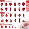 qiipii 3 Boxes Red Nail Rhinestones 240 Multi-Shapes Ruby Red Rhinestones Big Gems Nail Charms Siam Red Round Beads K9 Glass Stones Diamonds jewels Nail Art Flatback for Nails Face Eyes Makeup Crafts