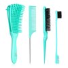 O BRUSHZOO Hair Brush with Hair Styling Comb Set, Green (Curly Haired Individuals, Unisex, Hair Brush, Detangling, Metal)