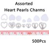 500Pcs White Pearls Heart Nail Charms Mixed Styles Flatback Heart Cute Assorted Pearls Heart Beads 3D Nail Art Charms Crafts Material Embellishments for Nail Art DIY Crafts Accessories Scrapbook