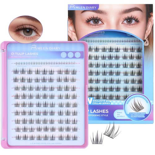 Natural Lash Clusters Wispy Cluster Eyelash Extensions 105Pcs Cluster Lash Extensions 10.5-13.5MM Soft & Thin Band Individual Lashes DIY at Home by MLEN DIARY