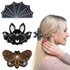 3 PACK Halloween Hair Claw Clips Ghost Face Butterfly, Bat, Spider Web Hairpins Halloween Hair Accessories for Women