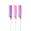 SKYPIA 3 Piece Professional Dyeing Hair Comb Set, Highlight Combs for Hair Stylist Weaving Styling Brush Set with Long Stainless Steel Rat Tail Stylist Combs, Purple & Pink