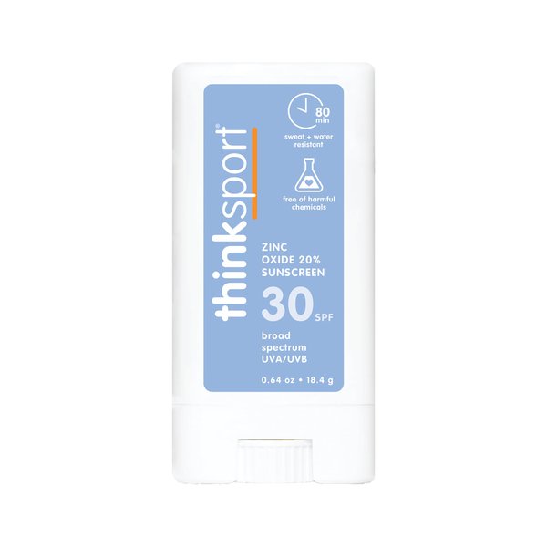 Thinksport SPF 30 Face & Body Mineral Sunscreen Stick – Safe, Natural, Water Resistant Sun Cream – Vegan, Reef Friendly UVA/UVB Sun Protection for Sports & Active Use, 0.64oz