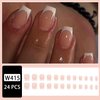 Short Press on Nails French Tip Fake Nails Short Coffin Shaped Glue on Nails with Designs Full Cover White Nail Tips False Nails Glossy Nude Acrylic Nails for Women and Girls DIY Nail Salon, 24PCS