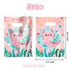 3sscha 50Pcs Axolotl Party Favor Bag Amphibian Themed Waterproof Goodie Bag with Die Cut Handles Reptile Animals Water Plants Plastic Candy Gift Bags for Baby Girl Birthday Baby Shower Decors Supplies