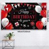 Birthday Party Decorations Confetti Balloons Kit Happy Birthday Photography Backdrop Banner Tablecloths for Boys Girls Men Women Birthday Party Supplies Decor (Red and Black)