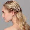 Ammei Headpiece Gold Wedding Headpieces For Bride Handmade Leaves Design Bridal Hair Pins with Rhinestones and Pearls Set Of 2 (Gold)