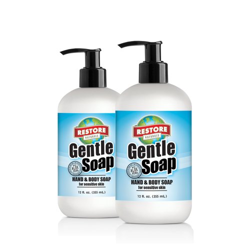Restore Naturals Natural Gentle Hand Soap, Non-Toxic Body Soap Toddler Body Wash, Unscented Body Wash, NOT FOR SALE IN CALIFORNIA OR NEW YORK (2 Pack)