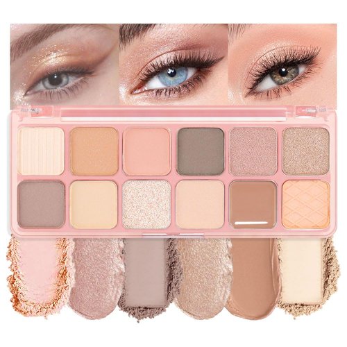 AMY'S DIARY 12-Color Nude Pink Eyeshadow Palette for Versatile Day-to-Night Looks – Blendable, Long-Lasting, and Highly Pigmented. Elevate Your Eye Makeup– Unleash Your Unique Style (05#)