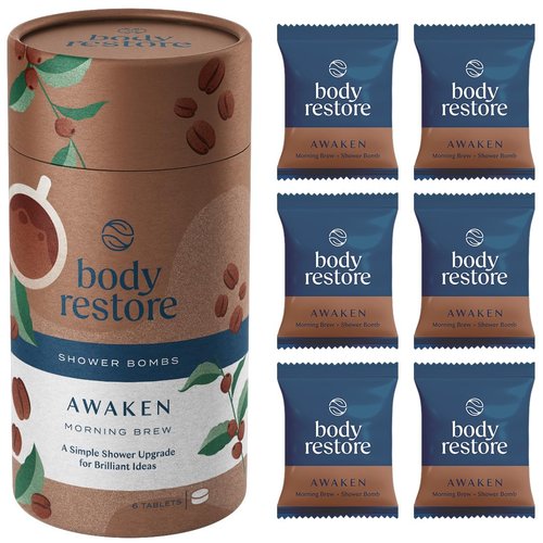 Body Restore Shower Steamers Aromatherapy 6 Pack - Stress Relief and Luxury Self Care, Relaxation Birthday Gifts for Women and Men, Valentines Day Gifts - Coffee
