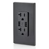 Leviton T5832-E Type-A USB In-Wall Charger with 20A Tamper-Resistant Outlet, USB Charger for Smartphones, Black