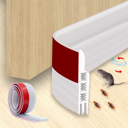 Door Draft Stopper Under Door Seal for Exterior/Interior Doors, Door Sweep Strip Under Door Draft Blocker, Soundproof Door Bottom Weather Stripping, 2 Inch W x 39 Inch (White)