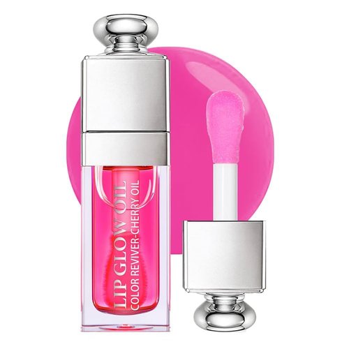 Hydrating Moisturizing Lip Glow Oil, Nourishing Glossy Transparent Plumping Oil, Non-sticky Tinted Toot Lip Balm for Lip Care (RASPBERRY) 0.2 OZ