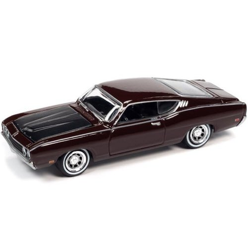 1969 Torino Talladega Royal Maroon with Matt Black Hood Classic Gold Collection Series Limited Edition to 10524 Pieces Worldwide 1/64 Diecast Model Car by Johnny Lightning JLCG028-JLSP222B