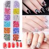 editTime 5 Boxes Shiny Colorful Nail Art Rhinestones Kit Crystals AB Flatback Jelly Mermaid Pearl Rhinestones Stones Gems with Pick Up Pen and Curved Tweezer (2mm)