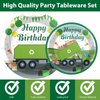 96 Pcs Garbage Truck Birthday Party Plates and Napkins Party Supplies Trash Trucks Party Tableware Set Waste Management Recycling Party Decorations Favors for Birthday Baby Shower for 24 Guests