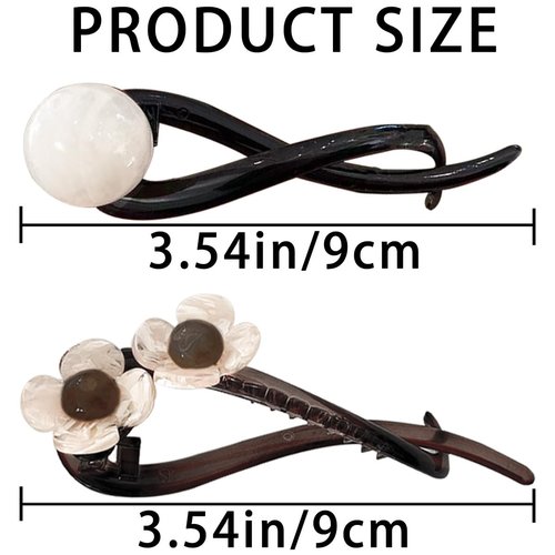 KuuGuu 6 PCS Elegant Pearl Banana Clip Flowers French Twist Hair Claw Clips Fashion Non Slip Hair Clip Vintage Ponytail Buckle Clip for Thin Fine Thick hair Hair Accessories for Women Girls （2 Styles）