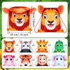 Hillban 16 Pcs Animal Drawstring Bags for Kids Party Favors Drawstring Backpack with Ear for Safari Birthday (Jungle Style)