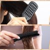 Chengu 2 Pcs Boar Bristles Clamp Double Sided Straightening Comb and Flat Iron Brush for Hair Styling and Straightening Knotty Unkempt Hair (Black, Rose Red)