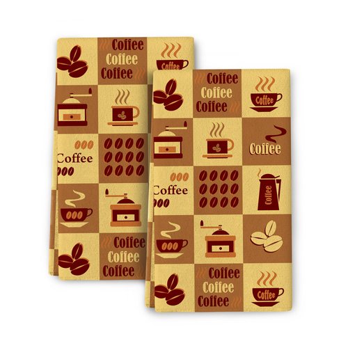 Coffee Kitchen Towels Decorative Set of 2, Absorbent Dish Towels for Kitchen Cleaning, Vintage Tea Towels Hand Towels for Kitchen Baking Cooking Bar Farmhouse Decorations