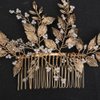 Rumtock Vintage Gold Leaves Ball Beads Hair Comb Side Headpiece for Wedding Brides Women Girls Banquet Festival Jewelry (Gold)