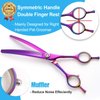 PURPLEBIRD 7 Inch Downward Curved Dog Grooming Scissors Thinning Texturizing Shears Professional Safety Blunt Tip Trimming Shearing for Dogs Cats Face Paws Limbs Japanese Stainless Steel Purple