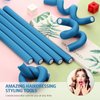 30 Pieces Flexible Curling Rods Twist Foam Hair Rollers Soft Foam No Heat Hair Rods Rollers and 1 Steel Pintail Comb Rat Tail Comb for Women Girls Long and Short Hair (Blue, 7 x 0.7 Inch)